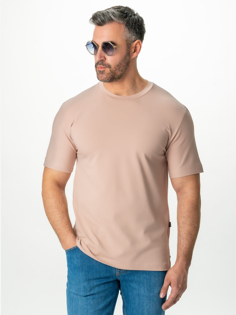 Tricou Simplu Barbati Cappuccino 98% Bumbac Natural 2% Elastan BMan285 (3)