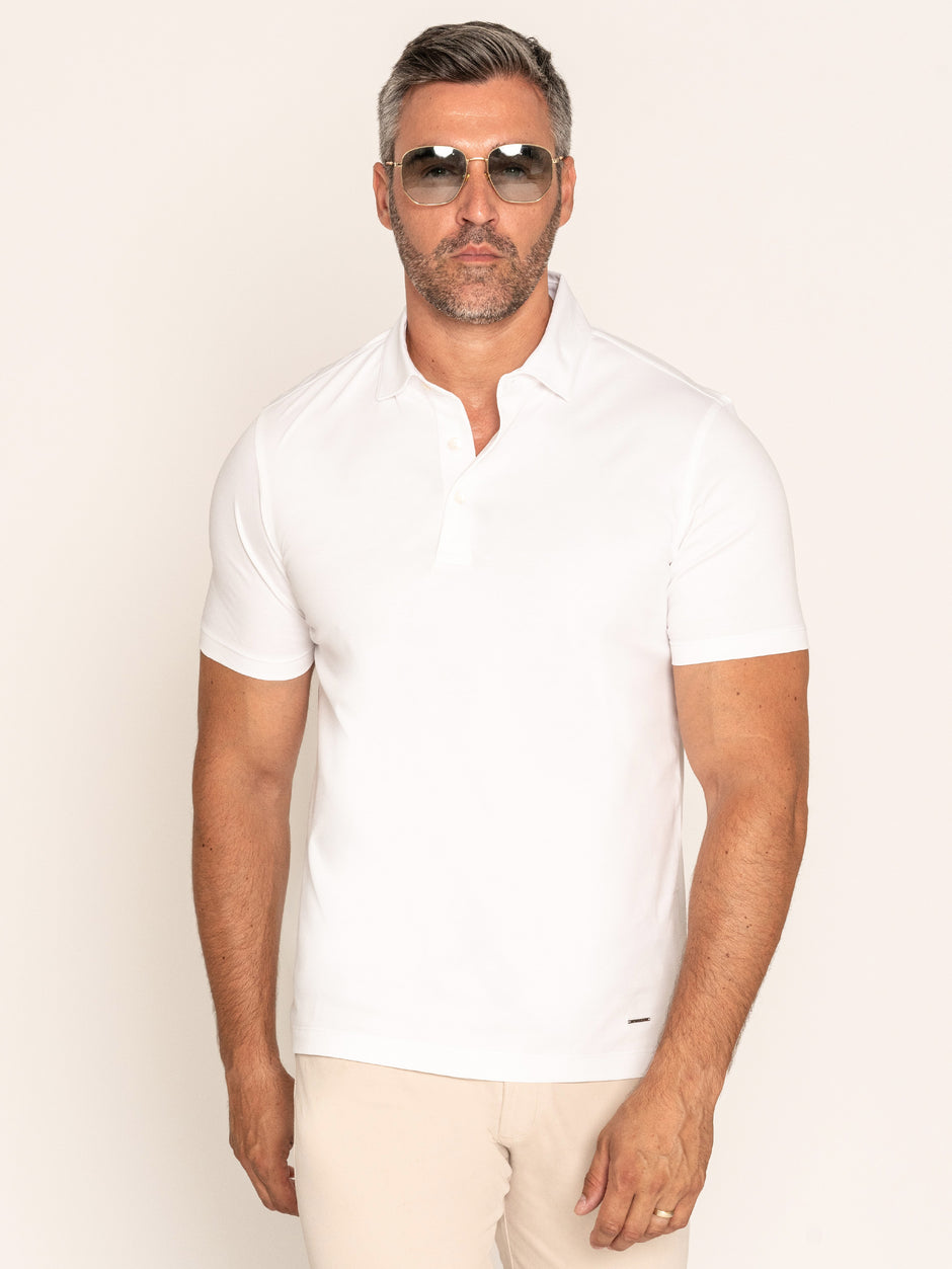 Tricou Polo Barbati Alb Premium Din Bumbac Egiptean BMan284 (1)