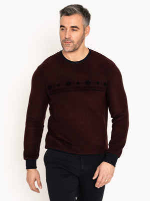 Pulover Casual Barbati Bordo Imprimeu Bleumarin 100% Bumbac Natural  BMan615