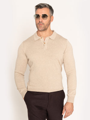 Pulover Barbati Crem Model Office 100% Bumbac Guler Polo BMan608