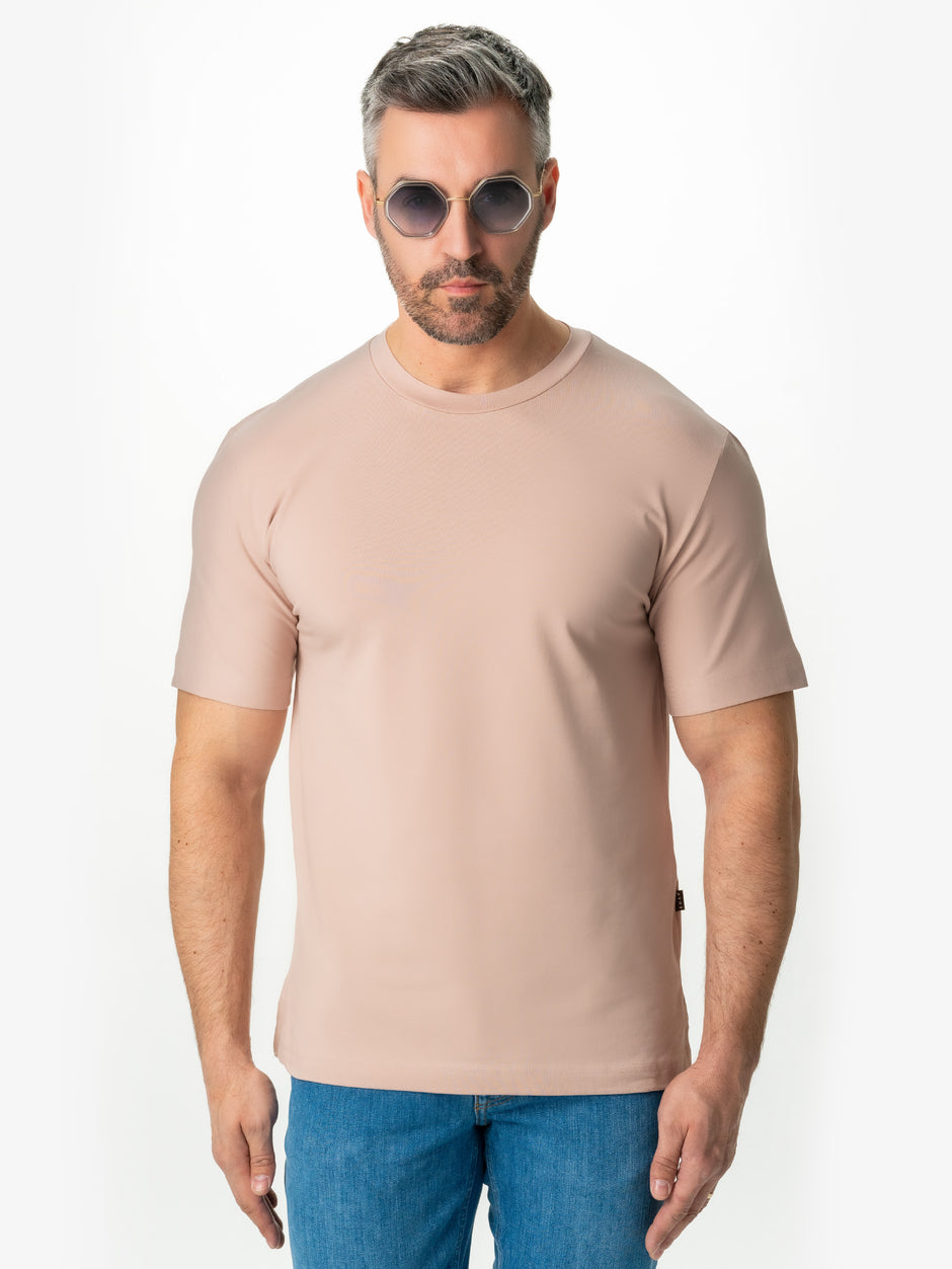 Tricou Simplu Barbati Cappuccino 98% Bumbac Natural 2% Elastan BMan285 (1)