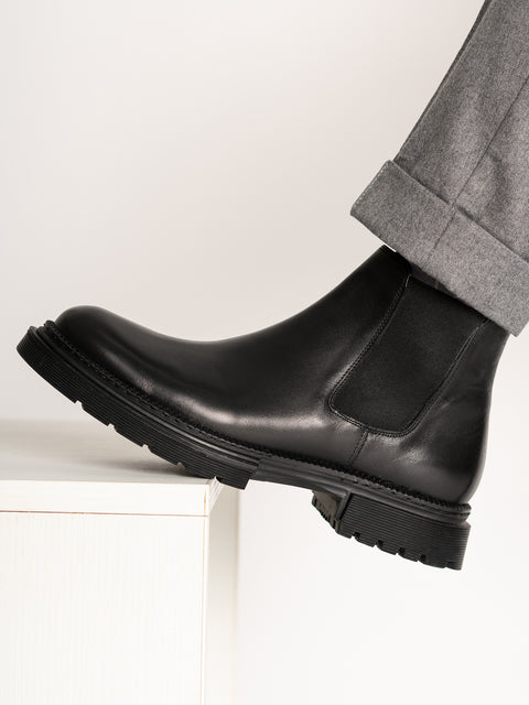 Ghete Negre Barbati Modern Casual 100% Piele Naturala Design Zorlu BMan145 (3)