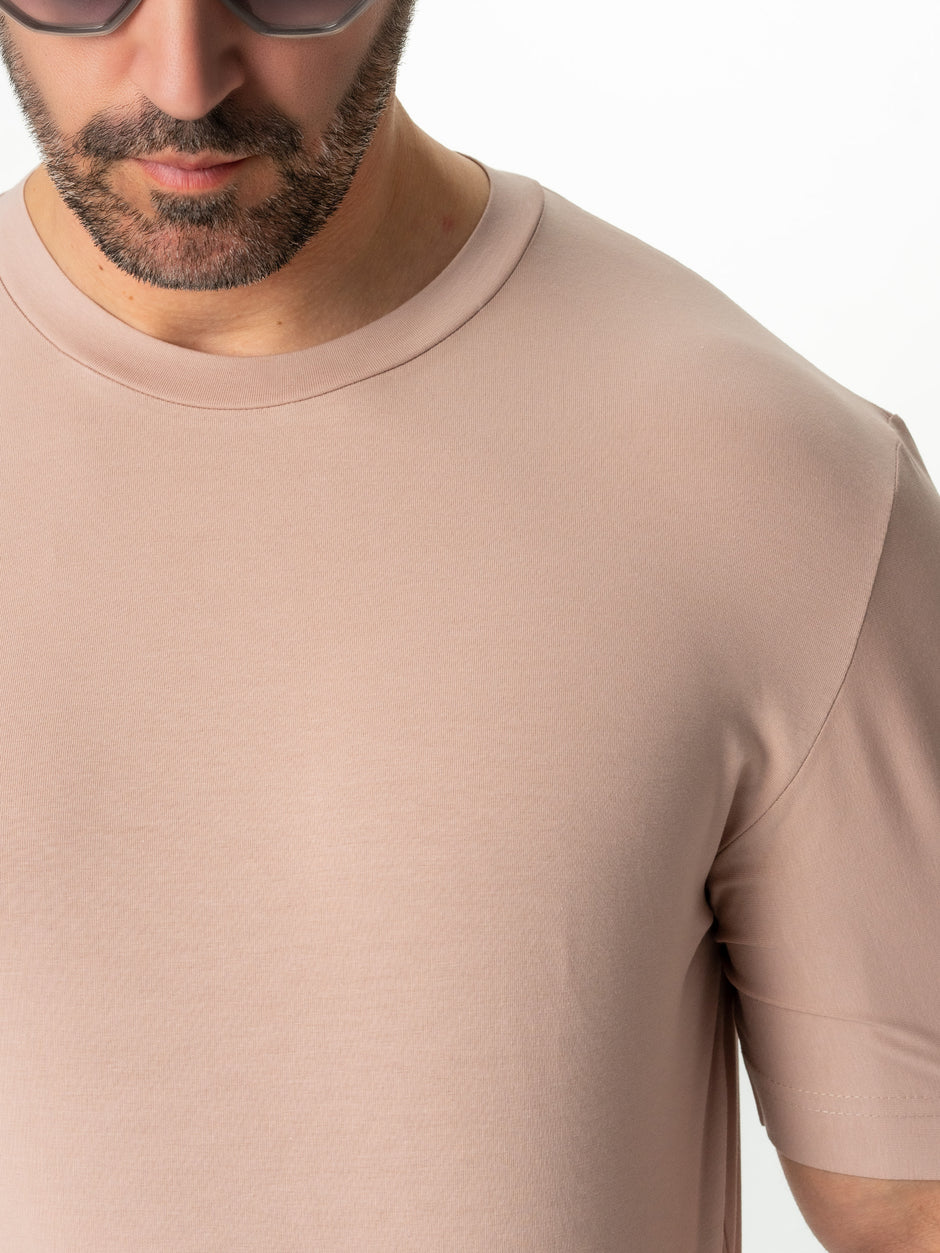 Tricou Simplu Barbati Cappuccino 98% Bumbac Natural 2% Elastan BMan285 (2)