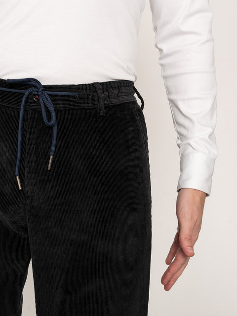 Pantaloni Cu Snur  Negri Barbati Din Raiat Modern Casual BMan613 (4)