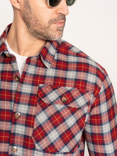 Camasa Casual Barbati Tip Jacheta Overshirt Rosu In Carouri Sezon Toamna Iarna BMan881 (3)