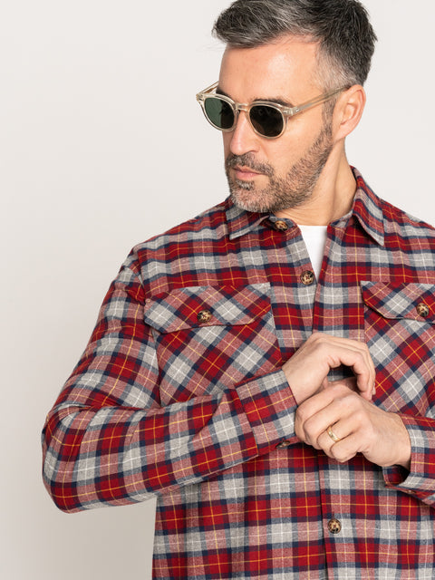 Camasa Casual Barbati Tip Jacheta Overshirt Rosu In Carouri Sezon Toamna Iarna BMan881 (4)