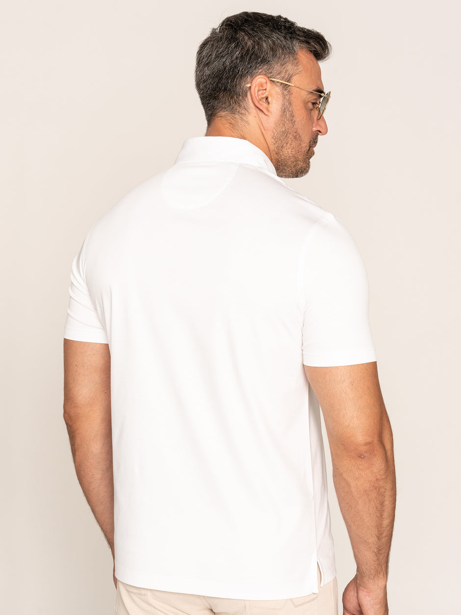 Tricou Polo Barbati Alb Premium Din Bumbac Egiptean BMan284 (6)