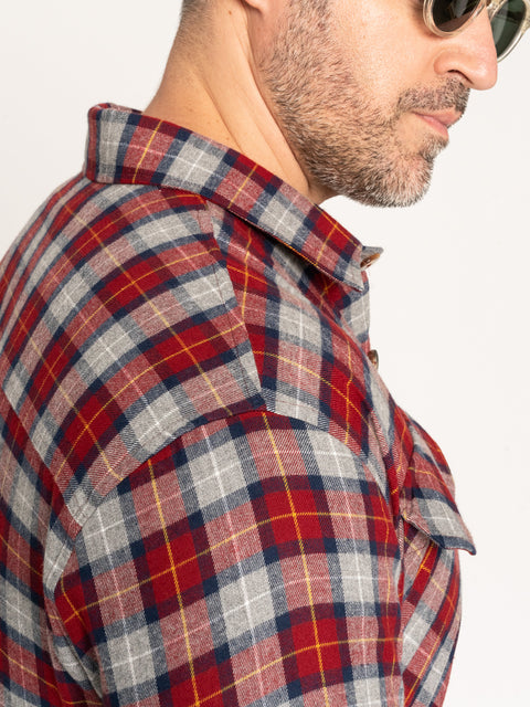 Camasa Casual Barbati Tip Jacheta Overshirt Rosu In Carouri Sezon Toamna Iarna BMan881 (7)