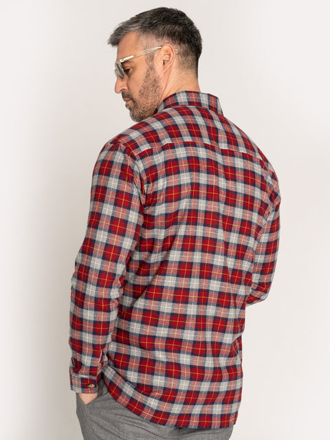 Camasa Casual Barbati Tip Jacheta Overshirt Rosu In Carouri Sezon Toamna Iarna BMan881 (8)