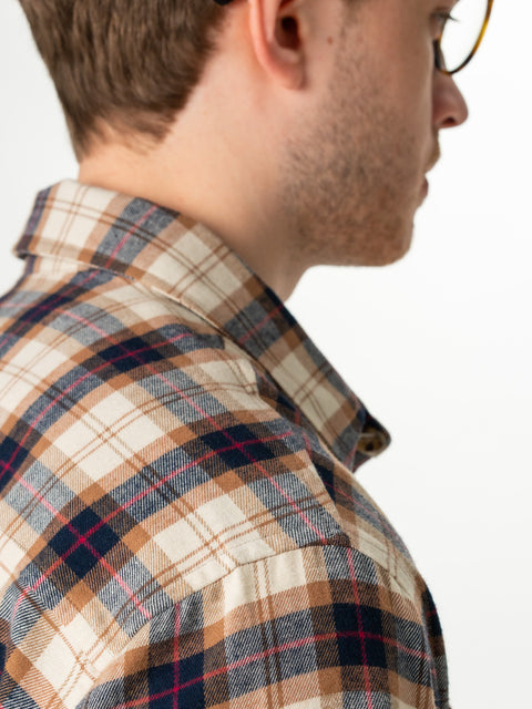 Camasa Casual Barbati Tip Jacheta Overshirt Bej In Carouri Sezon Toamna Iarna BMan881 (5)