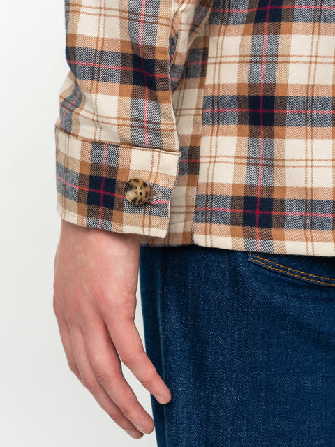 Camasa Casual Barbati Tip Jacheta Overshirt Bej In Carouri Sezon Toamna Iarna BMan881 (4)