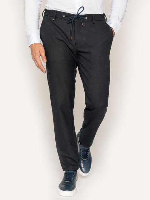 Pantaloni Cu Snur Office Barbati Bleumarin Elastici Flexo Design BMan616 (4)