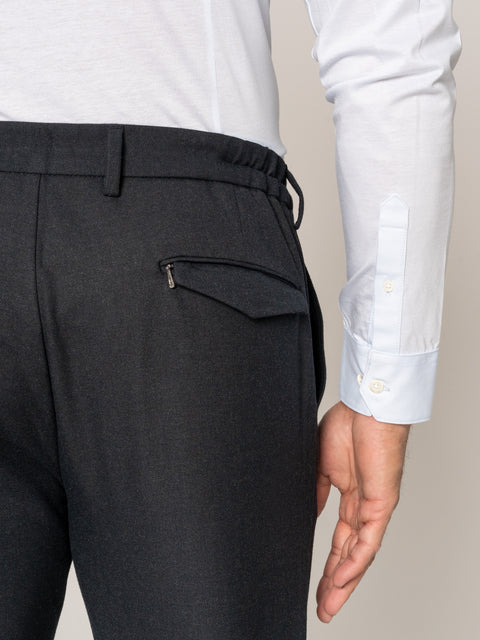 Pantaloni Cu Snur Office Barbati Bleumarin Elastici Flexo Design BMan616 (5)