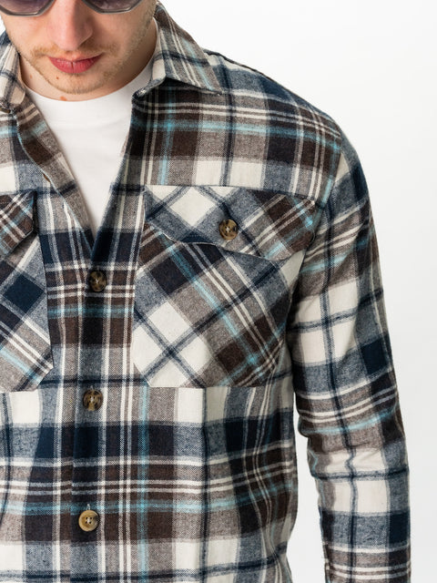 Camasa Casual Barbati Tip Jacheta Overshirt Bleumarin In Carouri Sezon Toamna Iarna BMan881 (3)