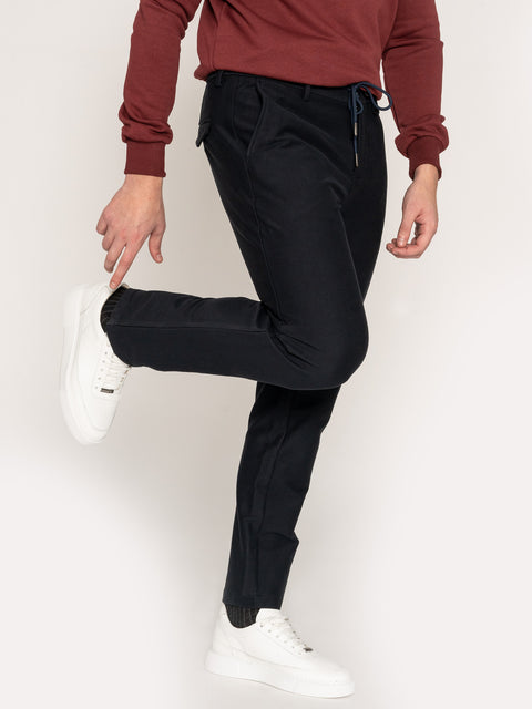 Pantaloni Cu Snur Bleumarin Barbati Elastici Flexo Design BMan619 (4)