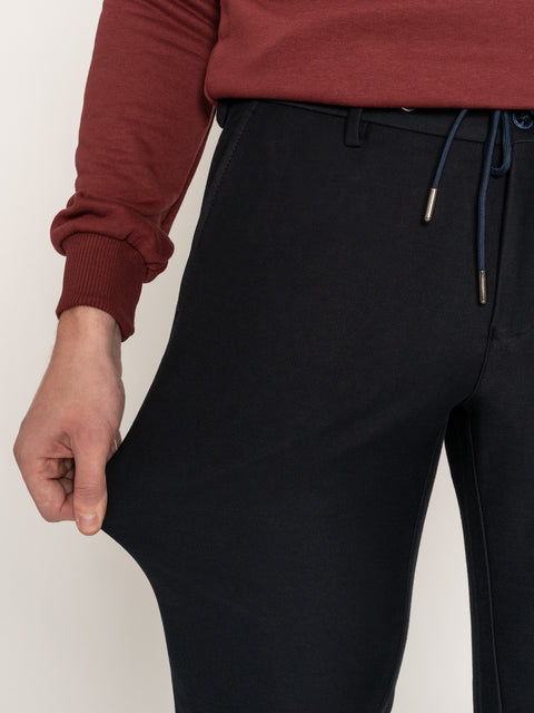 Pantaloni Cu Snur Bleumarin Barbati Elastici Flexo Design BMan619 (3)