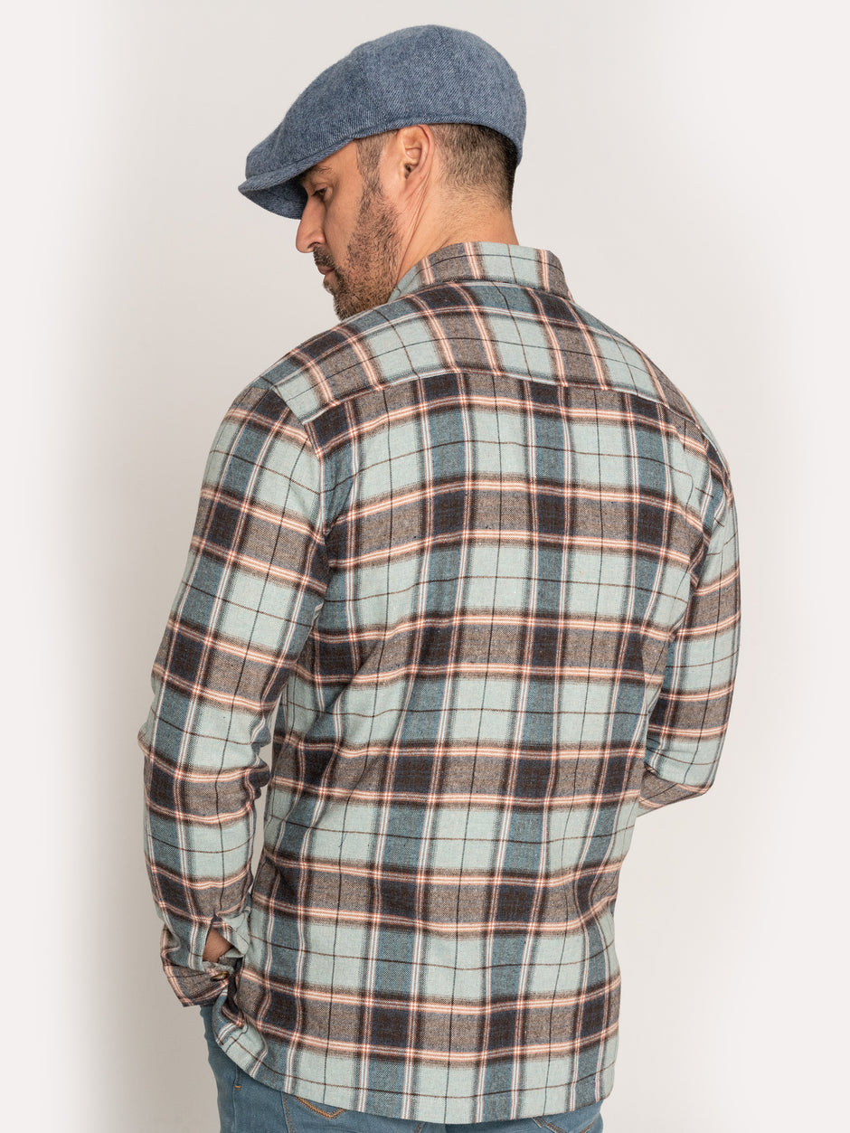 Camasa Casual Barbati Tip Jacheta Overshirt Bleu  In Carouri Sezon Toamna Iarna BMan881 (8)