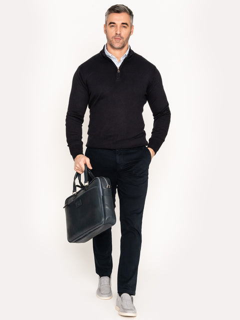 Pantaloni Bleumarin Office Barbati Model Chino Bumbac Natural Santanderia BMan549 (9)