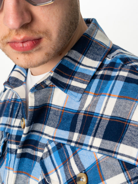Camasa Casual Barbati Tip Jacheta  Overshirt Albastra In Carouri BMan881 (5)