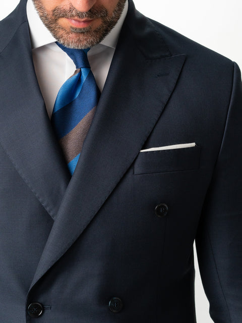 Costum Elegant Barbati Bleumarin Doua Randuri 100% Lana Naturala Vercelli 100'S BMan0005 (4)