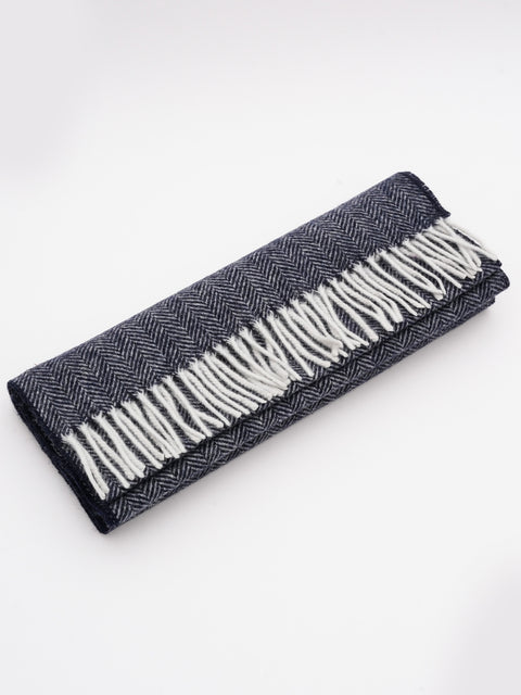 Esarfa Barbati Bleumarin Design Herringbone 100% Lana Merino's BMan126 (1)