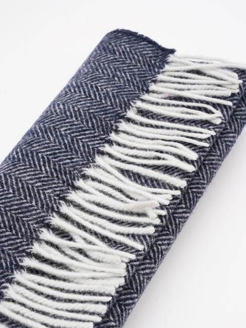Esarfa Barbati Bleumarin Design Herringbone 100% Lana Merino's BMan126 (3)