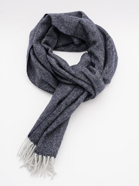 Esarfa Barbati Bleumarin Design Herringbone 100% Lana Merino's BMan126 (2)