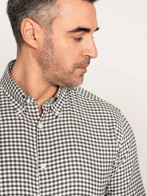 Camasa Office Barbati Neagra In Carouri Din Flanel BMan877 (5)