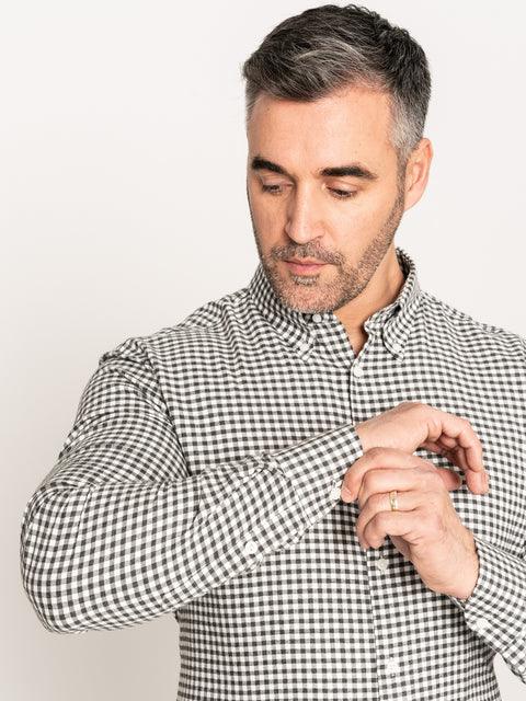 Camasa Office Barbati Neagra In Carouri Din Flanel BMan877 (2)