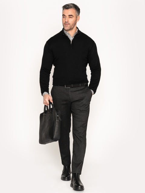 Camasa Office Barbati Neagra In Carouri Din Flanel BMan877 (7)