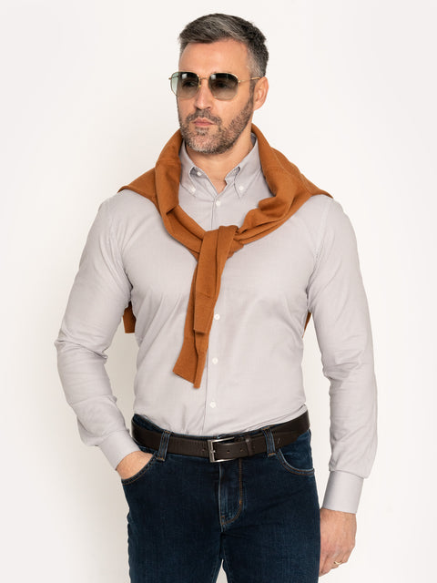Camasa Casual Barbati Bej Deschis Texturat 100% Bumbac Natural BMan878 (1)