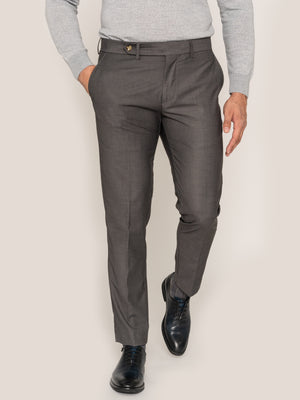 Pantaloni Eleganti Barbati Gri Inchis Din Stofa Lana BMan608