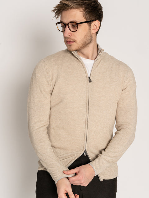 Pulover Crem Barbati Din 100% Lana Merino's Cu Fermoar BMan616 (1)