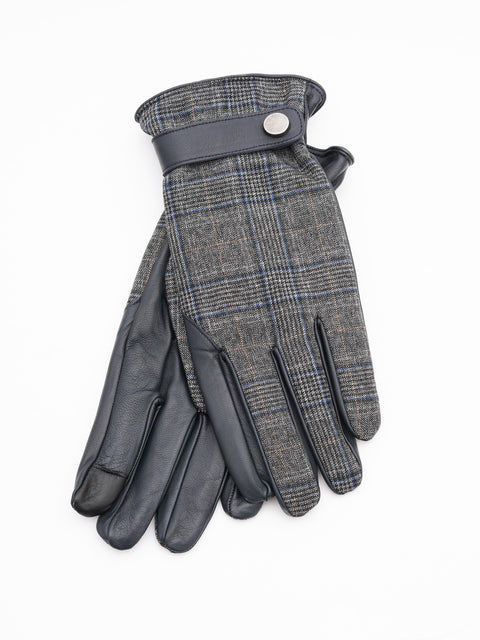 Manusi Bleumarin Barbati 100% Piele Naturala Cu Insertie Gri Lana BMan038 (1)