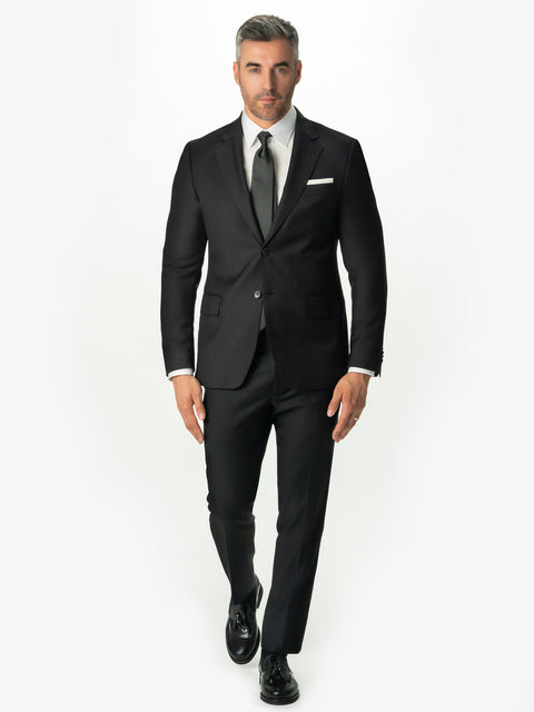 Costum Bărbați Negru Clasic 100% Lana Finitura Felice BMan0001 (6)