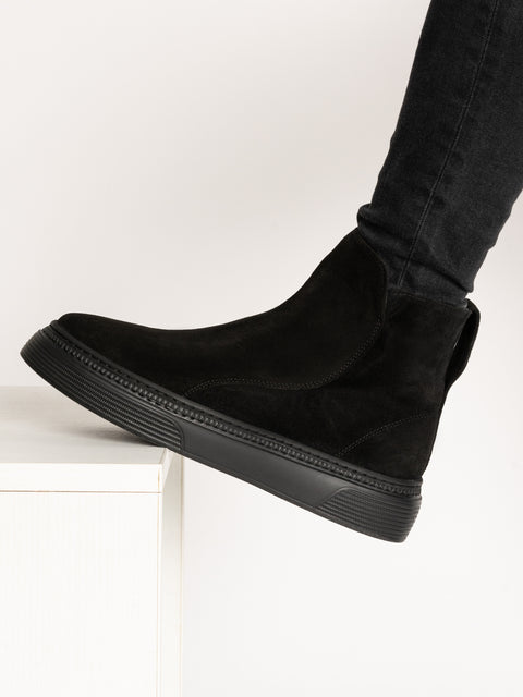 Ghete Barbati Makee 100% Piele Intoarsa Neagra BMan144 (4)