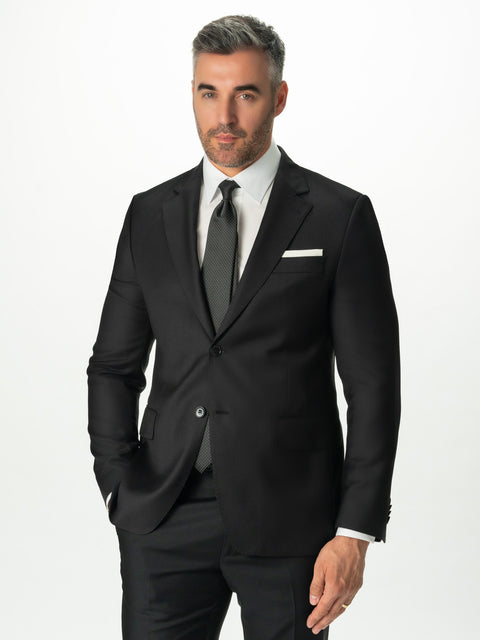 Costum Bărbați Negru Clasic 100% Lana Finitura Felice BMan0001 (2)