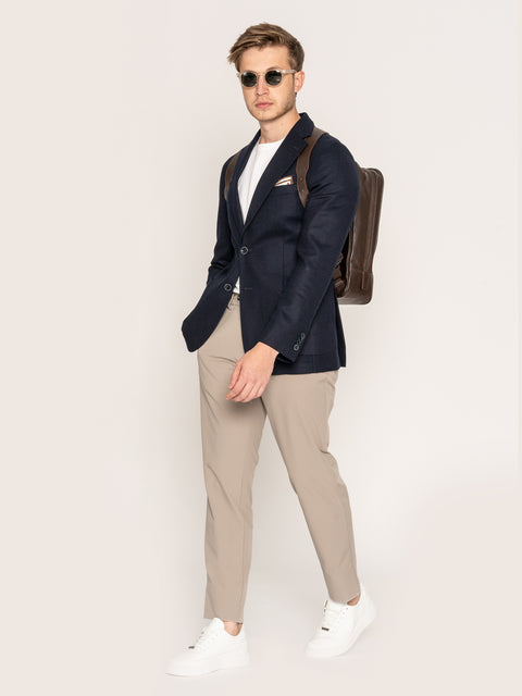 Pantaloni Cu Snur Barbati Bej Nisip Elastici Flexo Din Spandex Milano BMan598 (4)