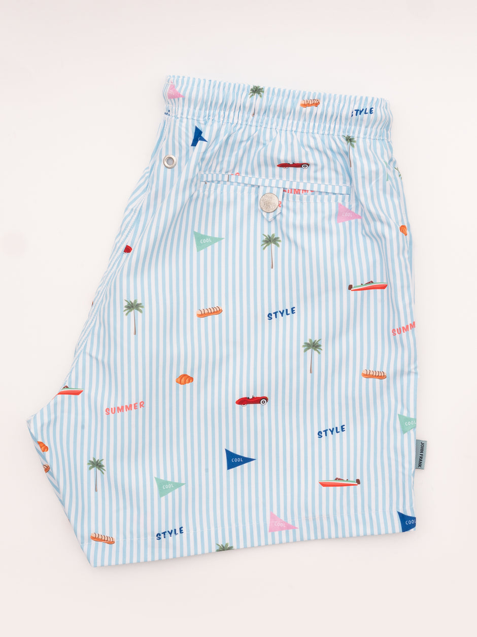 Pantaloni Barbati de Plaja Bleu Cu Imprimeu Impermeabili BMan169 (7)