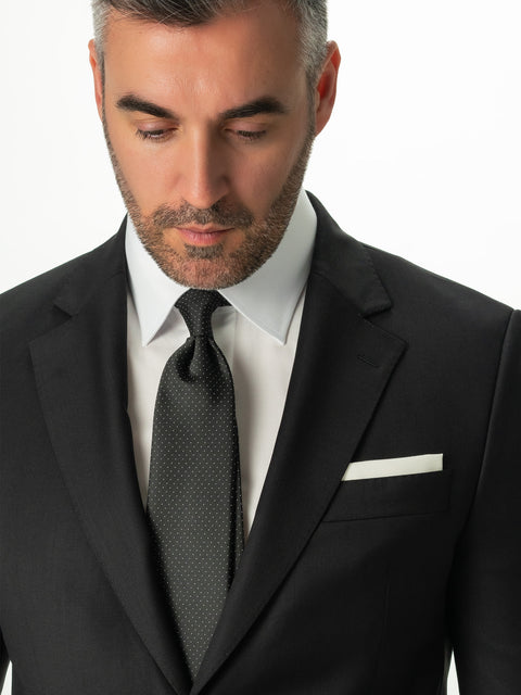Costum Bărbați Negru Clasic 100% Lana Finitura Felice BMan0001 (9)