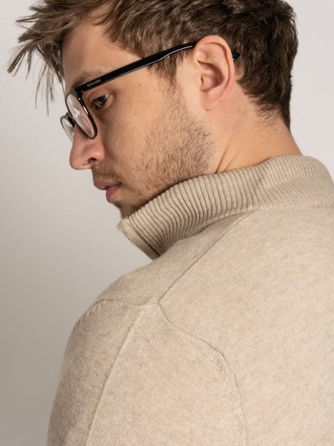 Pulover Crem Barbati Din 100% Lana Merino's Cu Fermoar BMan616 (4)