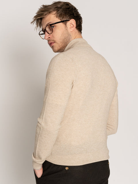 Pulover Crem Barbati Din 100% Lana Merino's Cu Fermoar BMan616 (8)