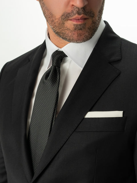 Costum Bărbați Negru Clasic 100% Lana Finitura Felice BMan0001 (4)