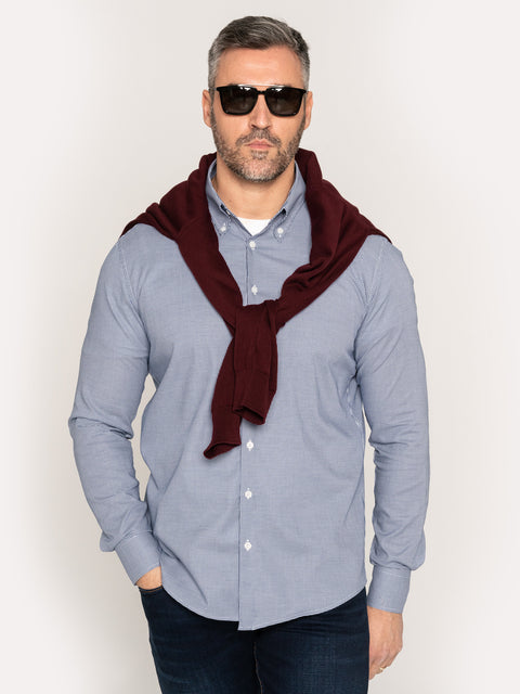Camasa Casual Barbati Bleumarin Texturat 100% Bumbac Natural BMan878 (1)