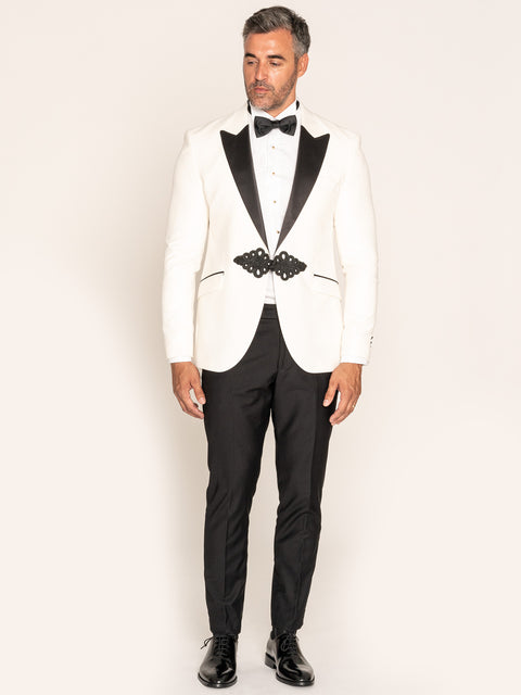 Costum Elegant Barbati Ceremonie Alb Perla Formal BMan294 (1)