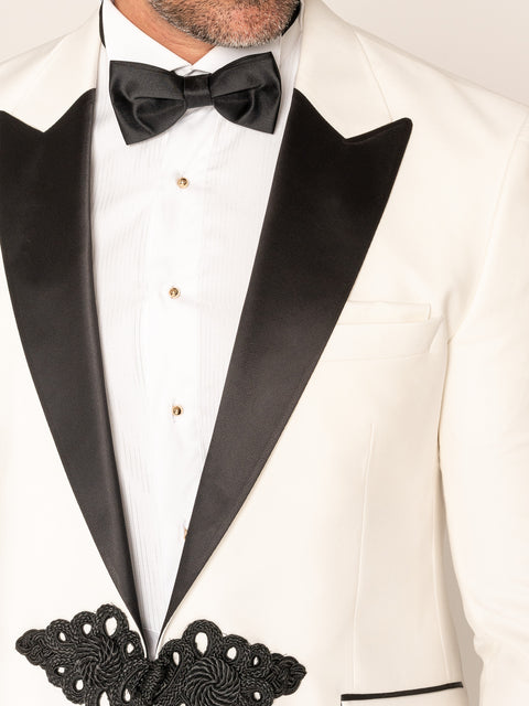 Costum Elegant Barbati Ceremonie Alb Perla Formal BMan294 (3)