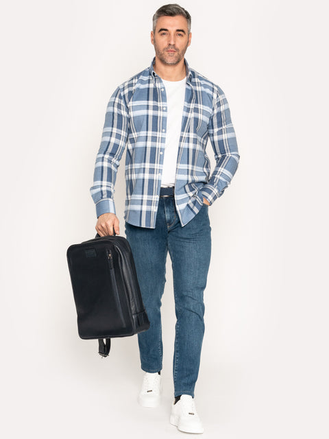 Camasa Casual Corporate Albastra In Carouri 100% Bumbac Natural BMan885 (4)