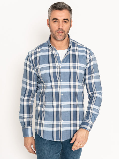 Camasa Casual Corporate Albastra In Carouri 100% Bumbac Natural BMan885 (3)