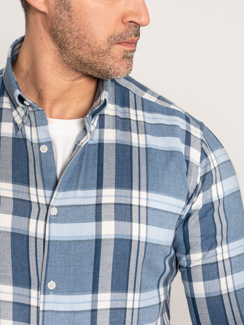 Camasa Casual Corporate Albastra In Carouri 100% Bumbac Natural BMan885 (2)