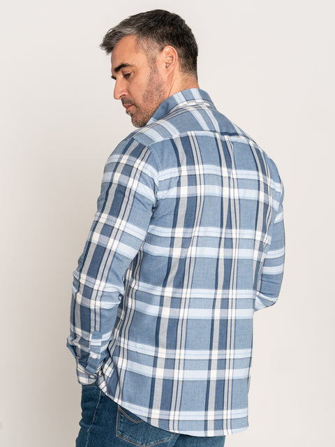 Camasa Casual Corporate Albastra In Carouri 100% Bumbac Natural BMan885 (8)